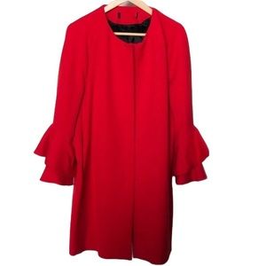 Zara size X-Large true red 3/4 length coat stunning dress up or down 3 season